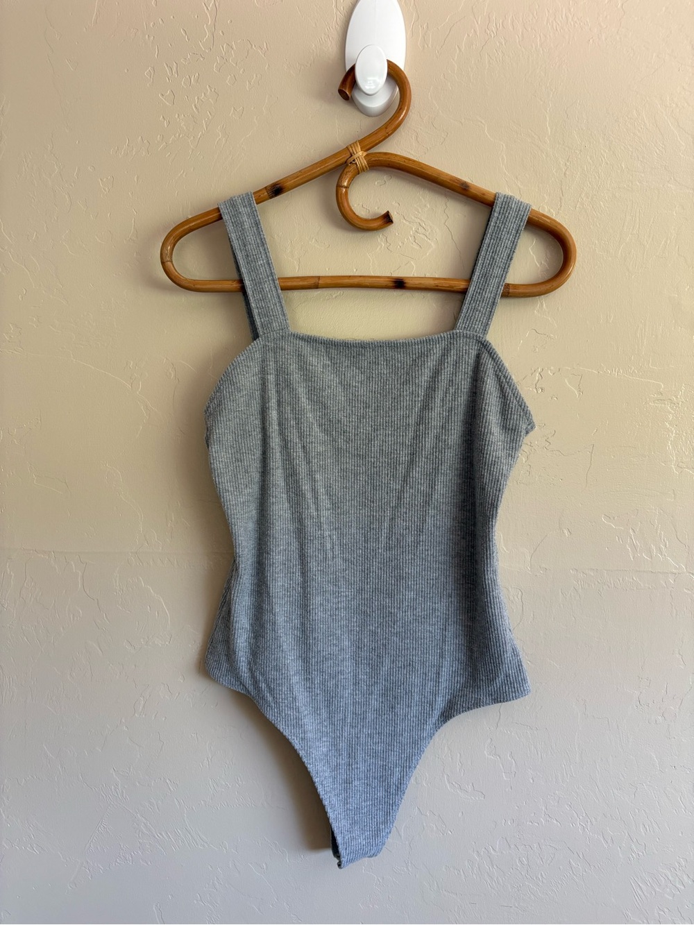 American Eagle Grey Ribbed Tank Top Bodysuit Basic Solid Color Size XL